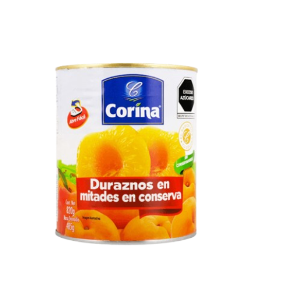 DURAZNOS EN MITADES EN ALMIBAR CORINA 820GR
