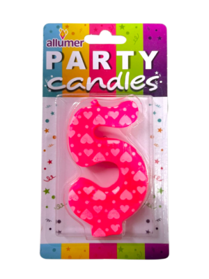 VELA NÚMERO 5 CORAZONES ALLUMER 1 PIEZA
