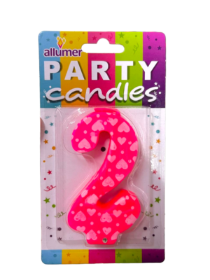 VELA NÚMERO 2 CORAZONES ALLUMER 1 PIEZA