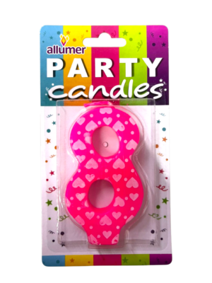 VELA NÚMERO 8 CORAZONES ALLUMER 1 PIEZA