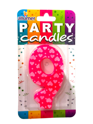 VELA NUMNERO 9 ALLUMER VELA NÚMERO 9 CORAZONES ALLUMER 1 PIEZA