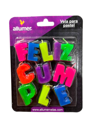 VELA PARA PASTEL FELIZ CUMPLE VELA PARA PASTEL FELIZ CUMPLE ALLUMER 1 PIEZA