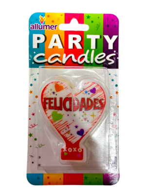 vela corazon felicidades (1) VELA CORAZÓN FELICIDADES ALLUMER 1 PIEZA