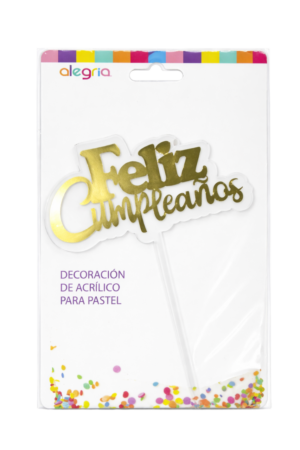 DECORACIÓN DE ACRÍLICO PARA PASTEL FELIZ CUMPLEAÑOS ALEGRÍA 1 PIEZA