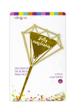 DECORACIÓN DE ACRÍLICO PARA PASTEL FELIZ CUMPLEAÑOS ALEGRÍA 1 PIEZA