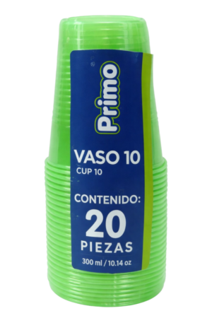 PRIMO VASO 10 VASO NÚMERO 10 VERDE NEÓN PRIMO 20 PIEZAS