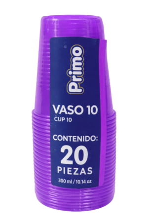 vasos numero 10 primo VASO NÚMERO 10 MORADO NEÓN PRIMO 20 PIEZAS